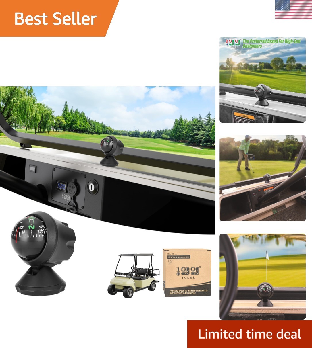 Easy-to-Read Compass with Adhesive Base for Cars & Outdoor Use - Dashboard Mount