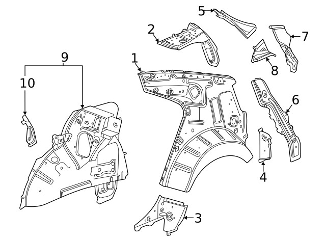 Genuine GM Driver Side Quarter Inner Panel Extension 84196569