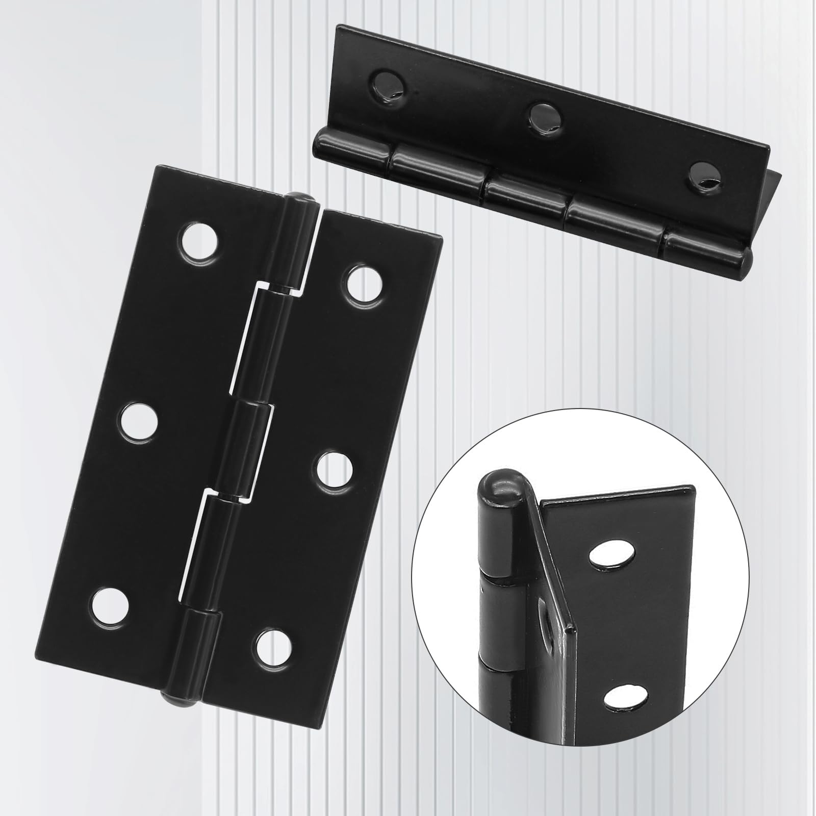 Murtenze 6 Pack 2.5 Inch Door Hinges, Black Butt - 6PCS,