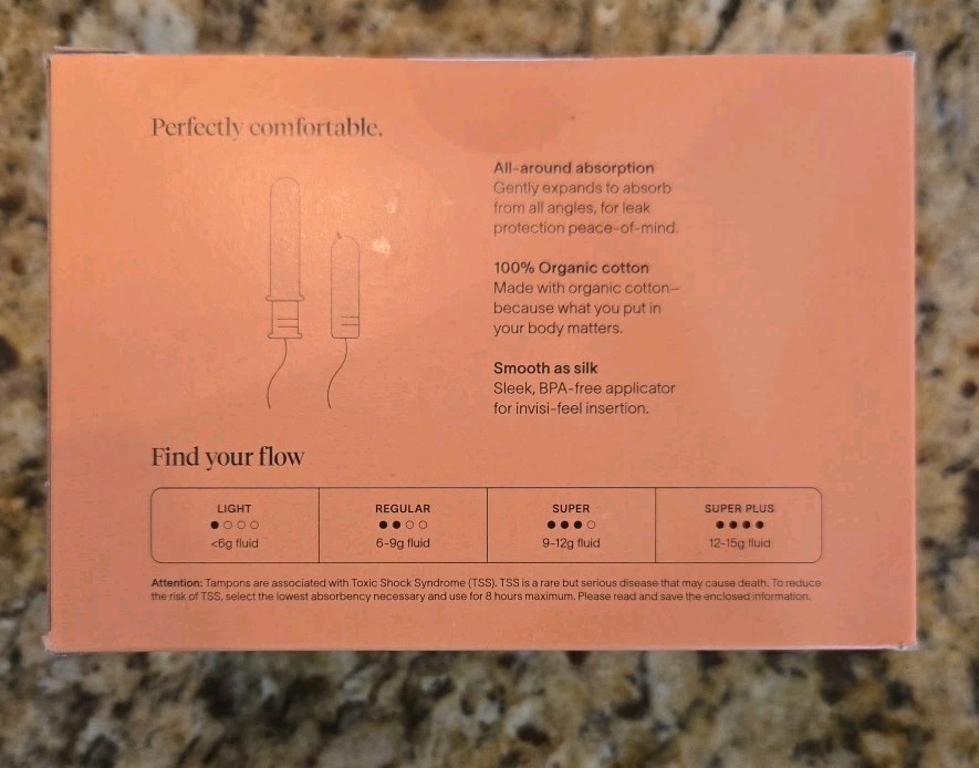 2 boxes Cora Comfort Fit Organic Cotton Tampons Multipack Regular 36 Ct Each Box