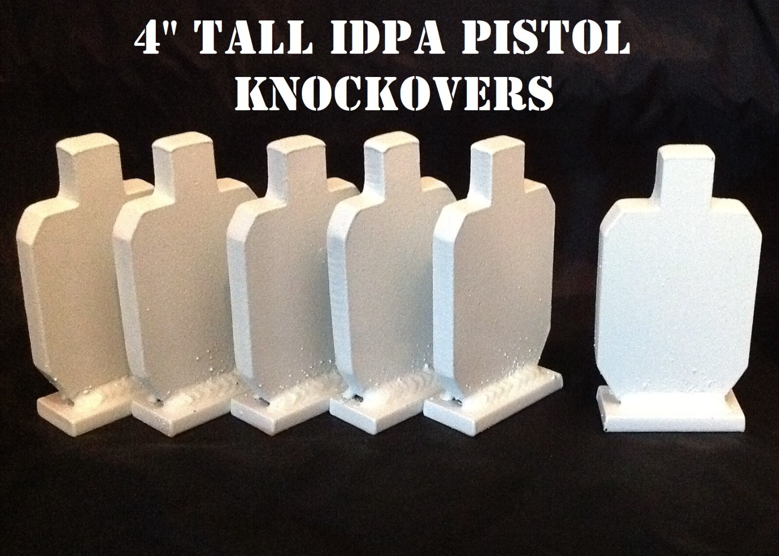 4in Tall IDPA 3/8" Mild Steel Shooting Targets - Pistol/22LR 6pc Knockover Set