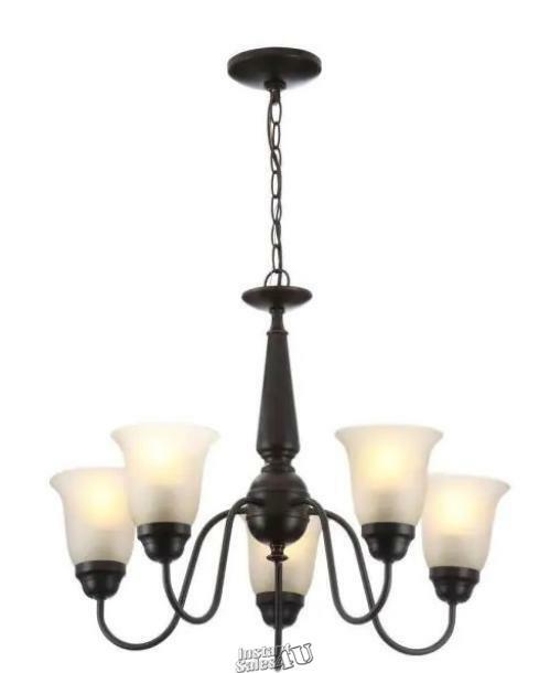 HB-5-Light Oil-Rubbed Bronze Reversible Chandelier with Tea Stained Glass Shades