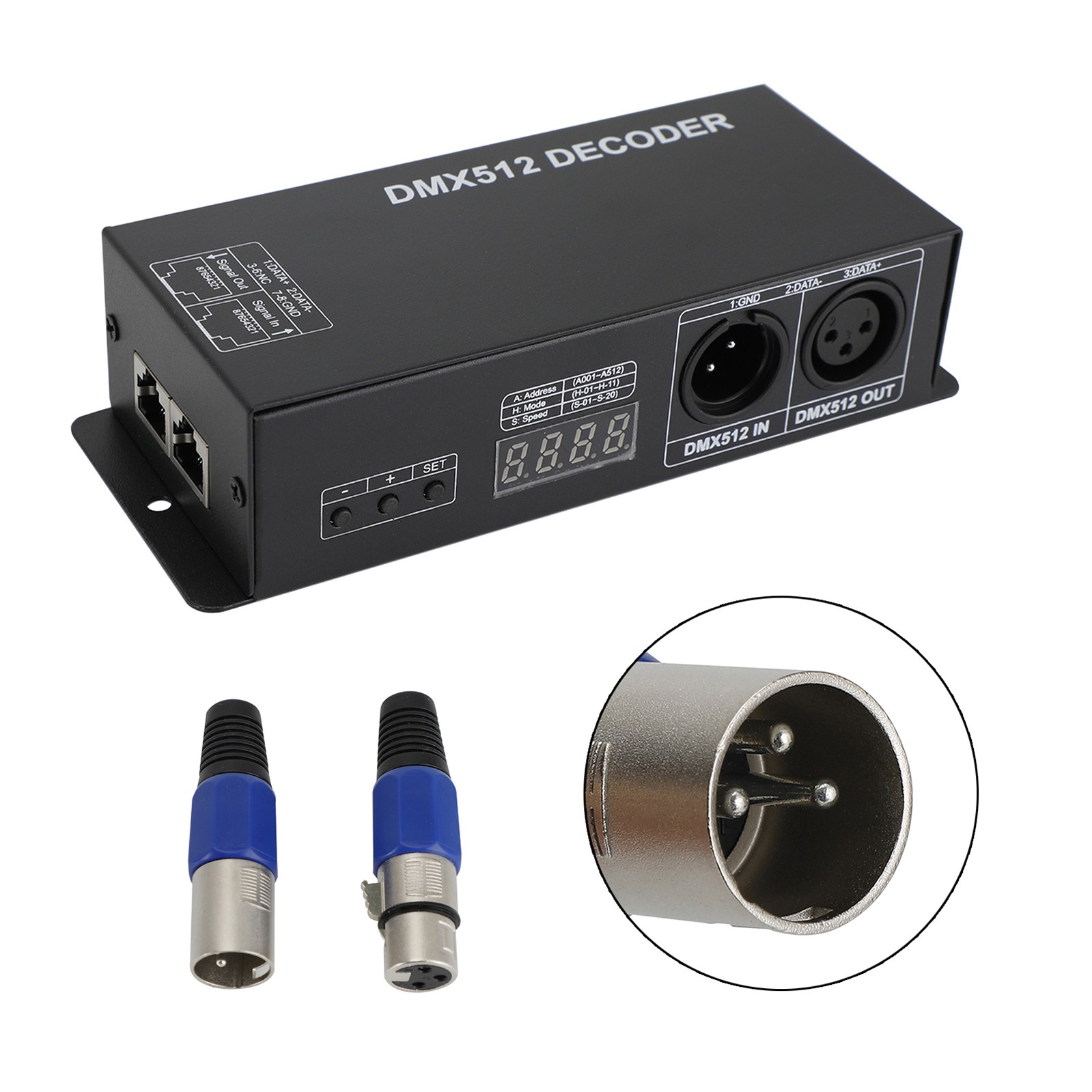 LED RGB DMX 512 Controller Decoder Dimmer 3Channels 24A 3x8A Stripe Light