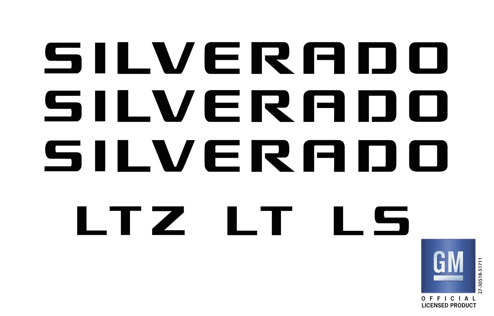 Chevy Silverado Black Emblem Overlay Decals Kit 2007-2018 Set of 4 GM Licensed