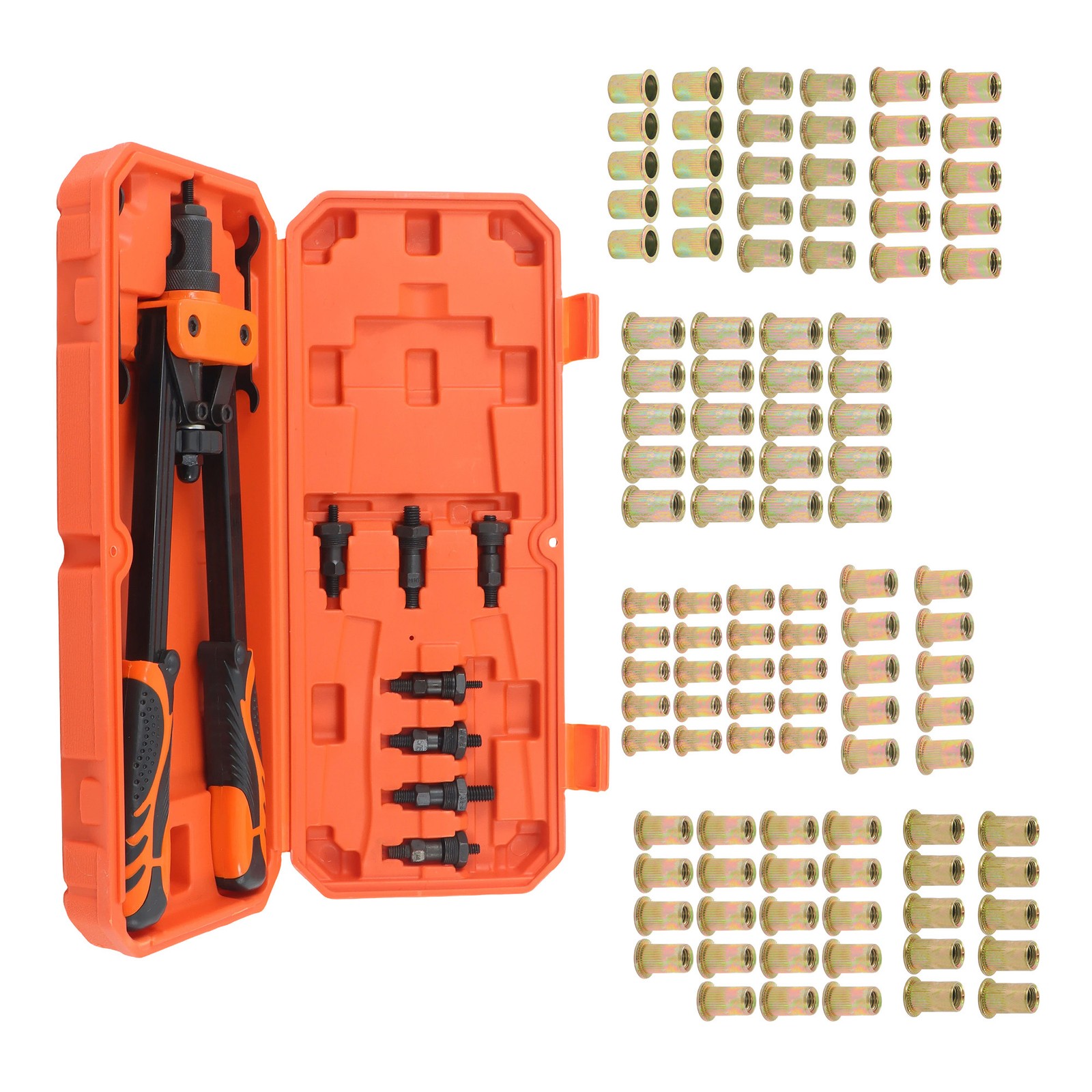 LABLT Hand Riveter 14" rivet nut tool with 7 mandrels Total 70Pcs Rivet Nuts