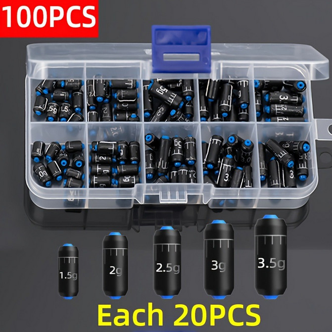 100pcs Fishing Sinkers Weights Soft Plastic Core Scale Lead Freshwater Saltwater