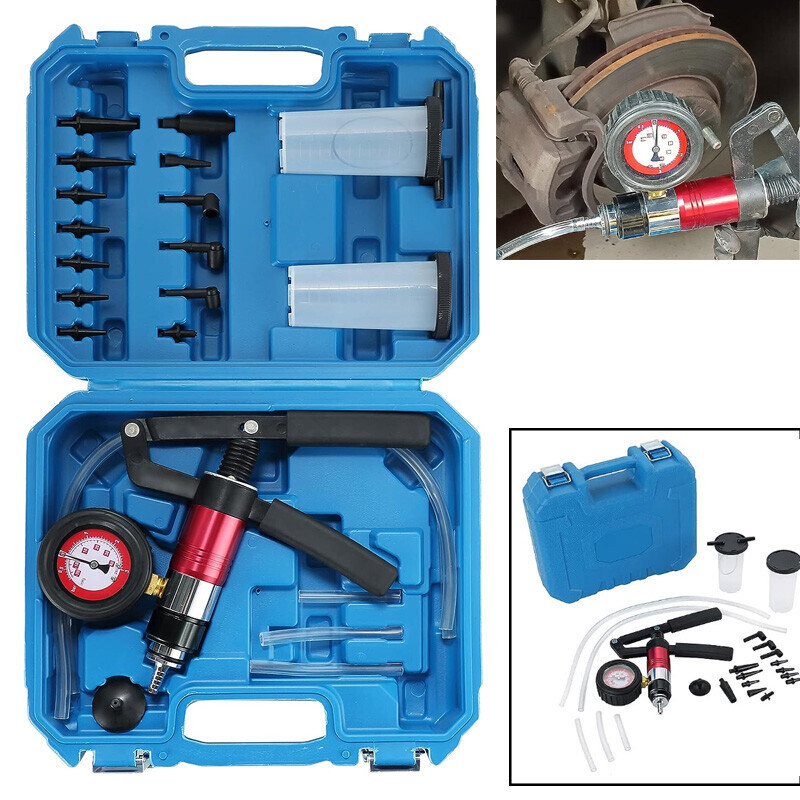 21pcs Hand Held Vacuum Pressure Pump Tester Brake Fluid Bleeder Bleeding Tool US