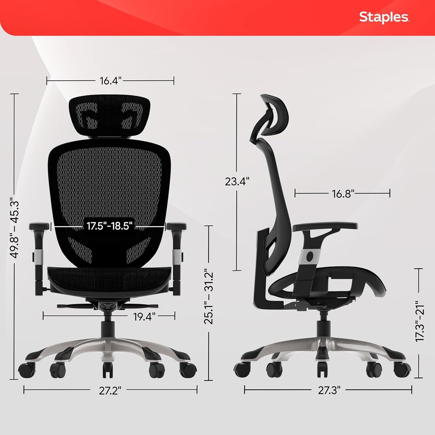 Hyken Ergonomic Task Chair, Mesh, Ergonomic, Lumbar Support, Swivel, Black
