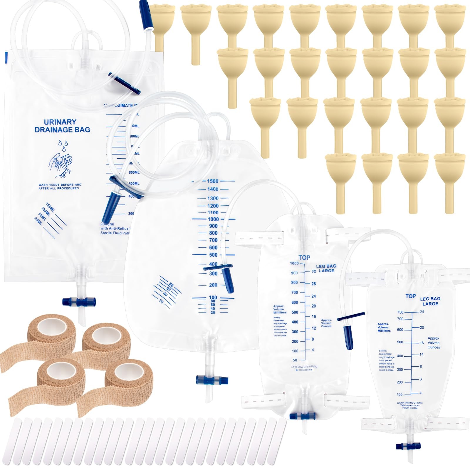 External Latex Condom Catheters for Men, Male External Catheter for Day and N...