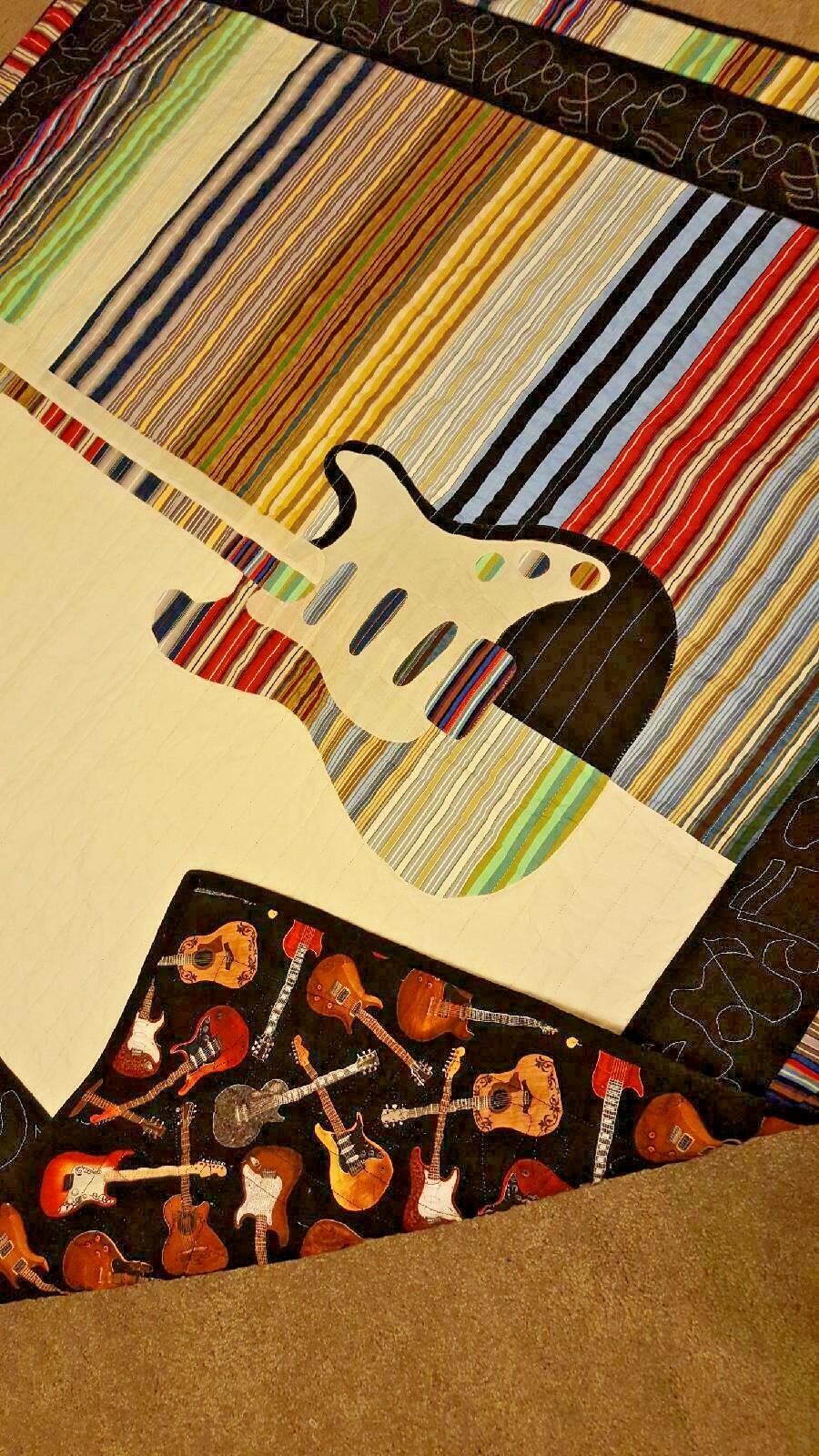 Quilt Pattern - "Rock On" Guitar Applique (57" X 50")