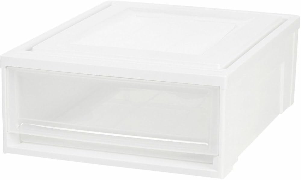 22 Qt Plastic Clear Stackable Shallow Storage Drawers Chest Box Organizer