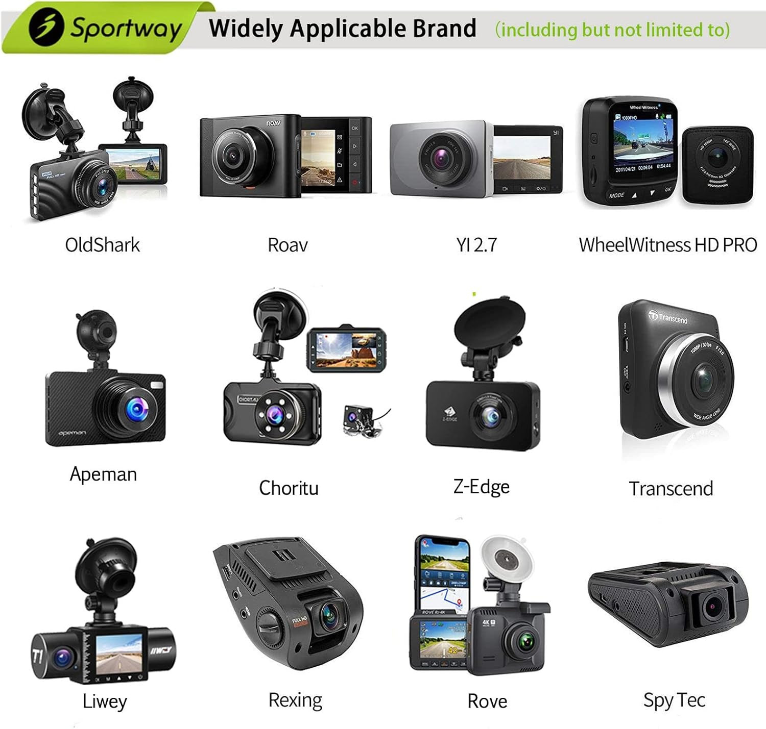 Universal Dash Cam Suction Cup Mount Holder with 6 Adapters 60