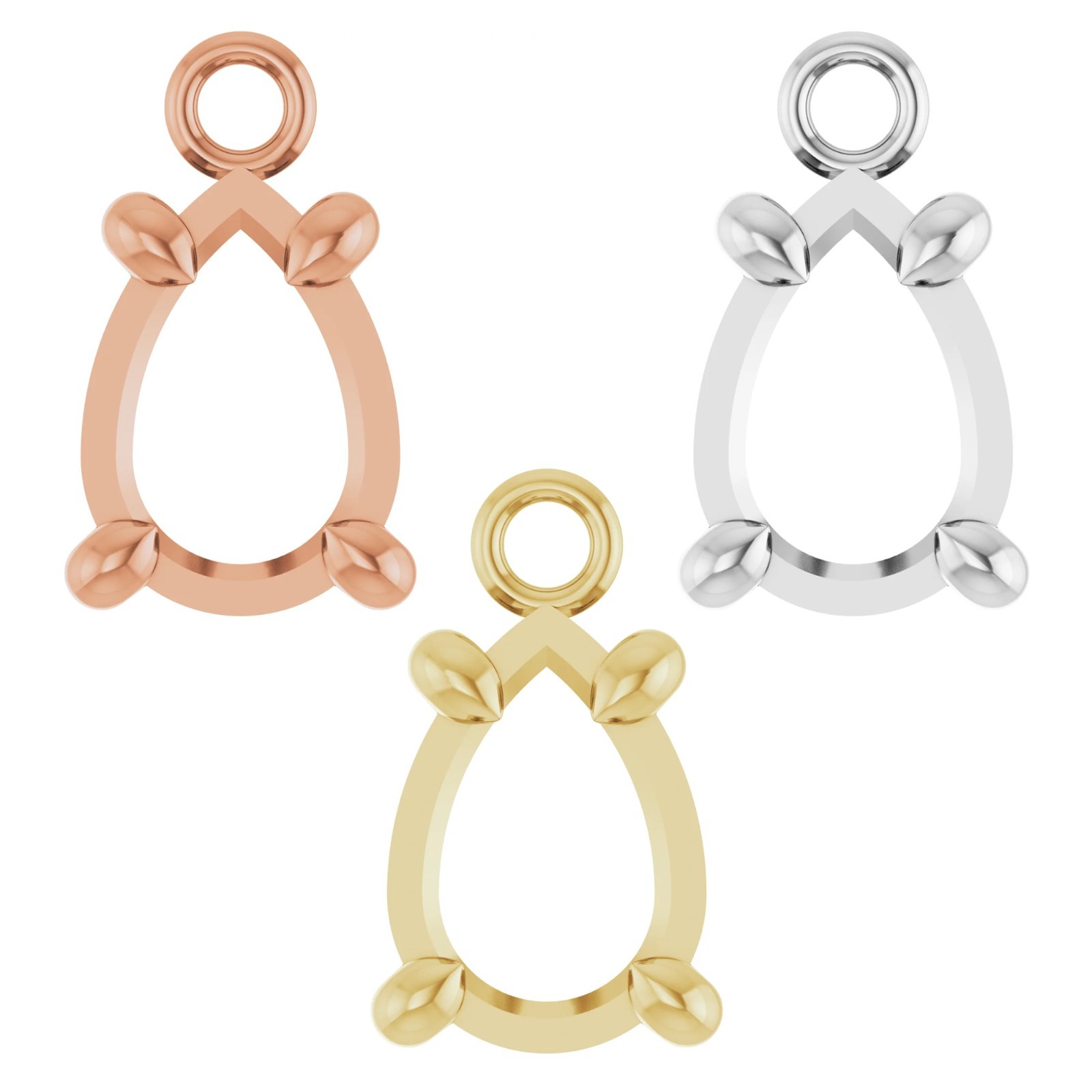 10K 14K 18K Gold, Platinum & Silver 7x5 mm Pear 4-Prong Claw Dangle