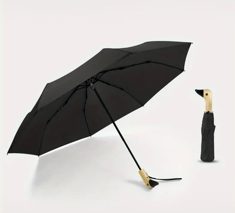 Duck Handle Umbrella In Black With Manuel Opening - New In Box  Read Description