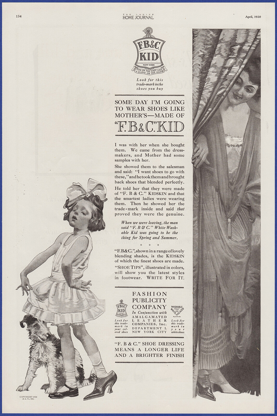 Vintage 1920 F. B & C. KID Shoes Footwear Women's Fashion Ephemera 20's Print Ad