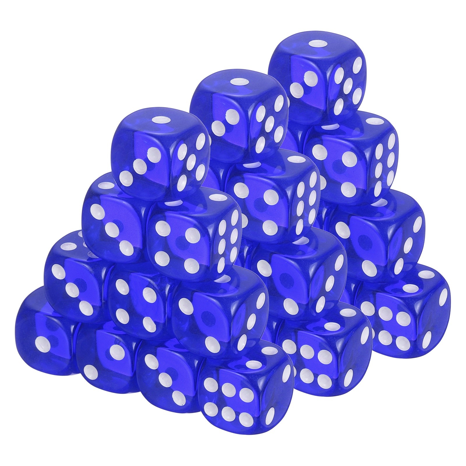 100Pcs Translucent Polyhedral Dice 16mm Square Dice W Rounded Edge, Blue