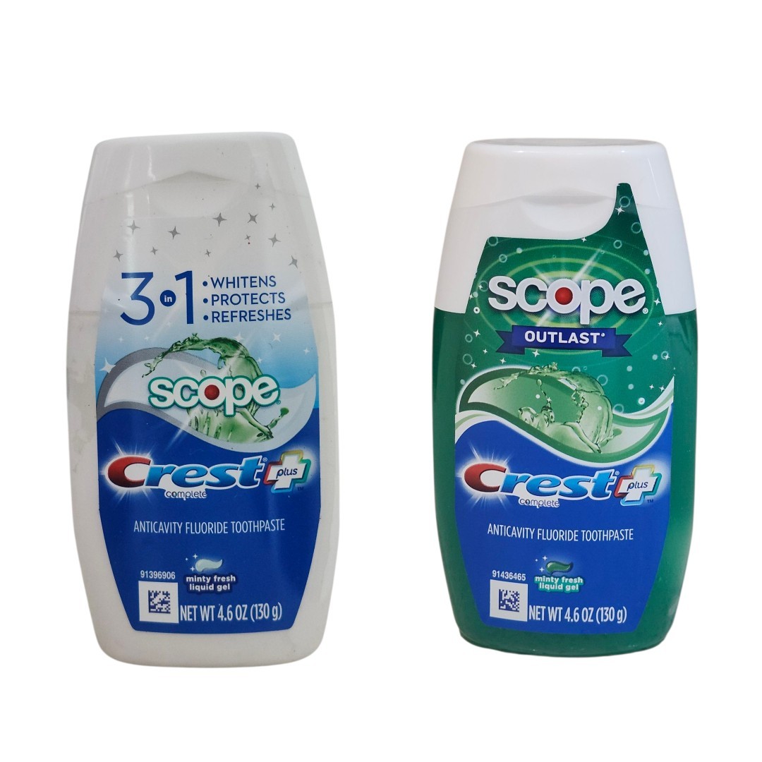 Crest Complete Plus Scope Liquid Gel Toothpaste, Minty Fresh + 3-In-1 Whitening