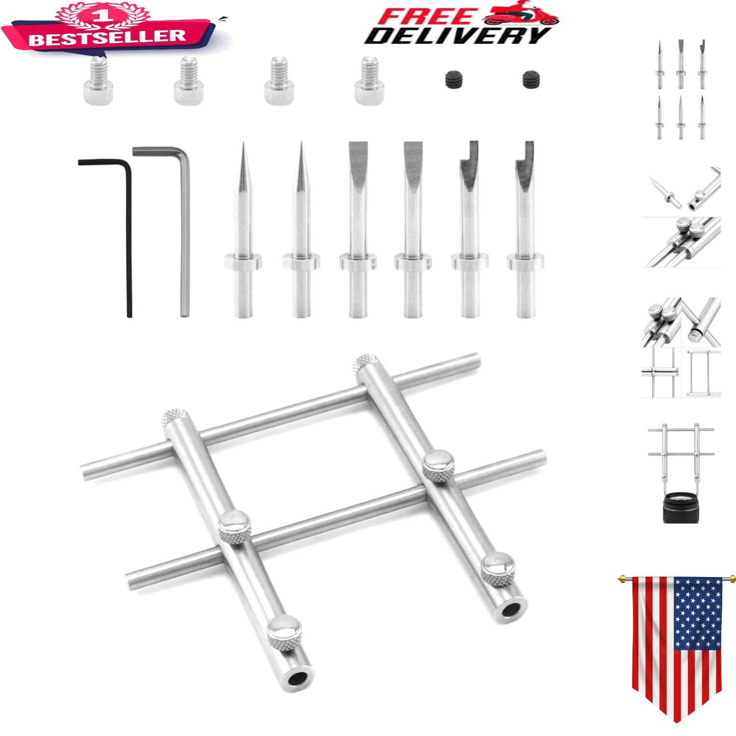Professional DSLR Lens Repair Kit - Adjustable 3-15/16" Tool with 6 Screw Design
