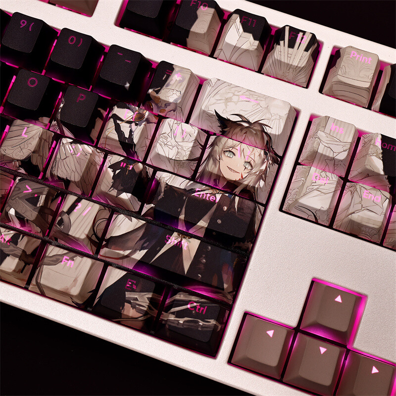 Lappland Arknights Transparent Keycaps PBT Cherry MX for Mechanical Keyboard New