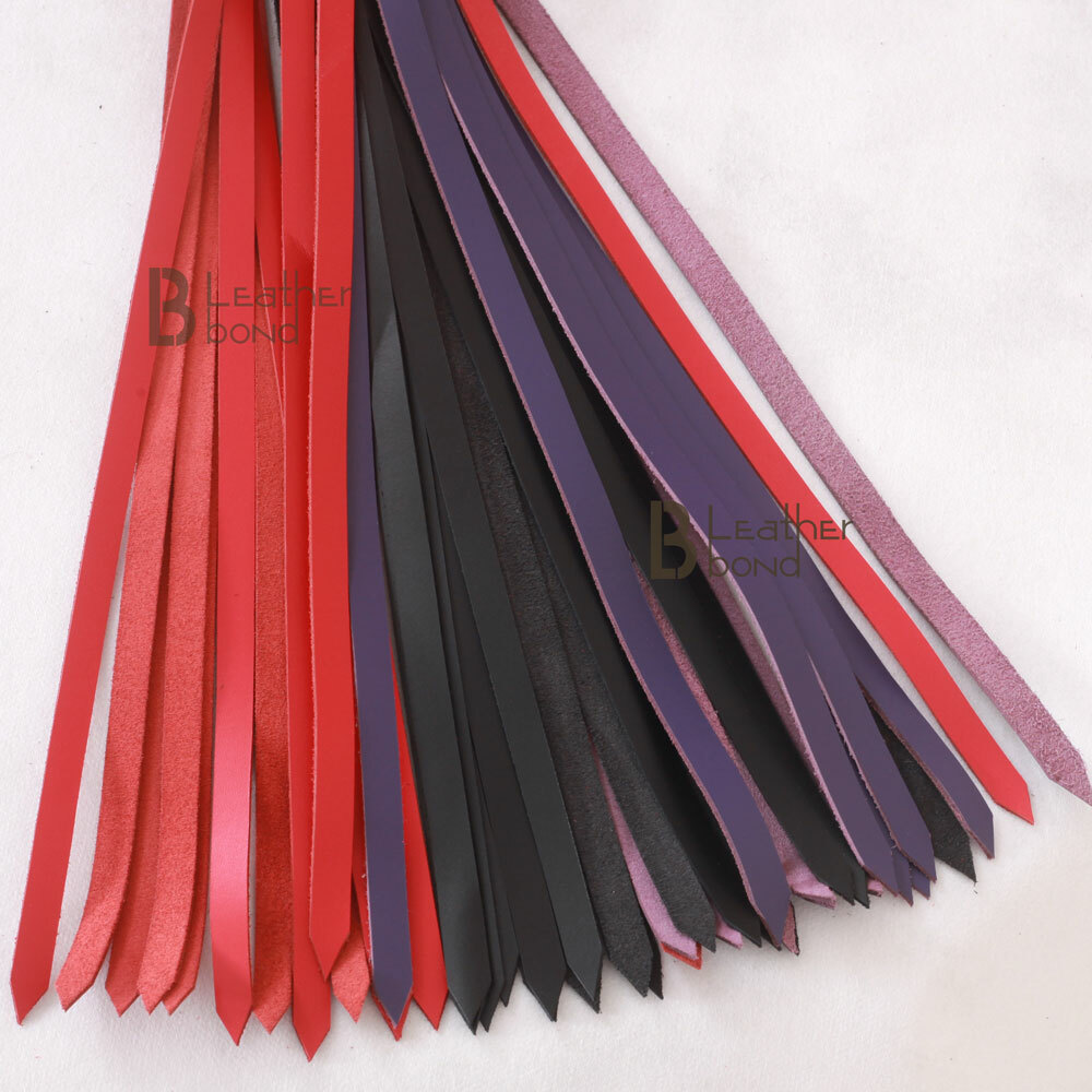 Real Genuine Cow Hide Leather Flogger / Whip 50 Falls Red Black Purple Heavy
