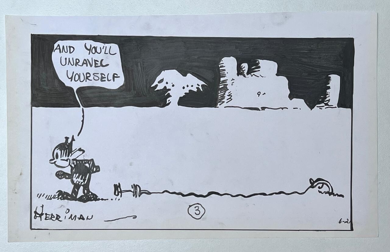 George Herriman (Handmade) Drawing On old Paper Signed & Stamped