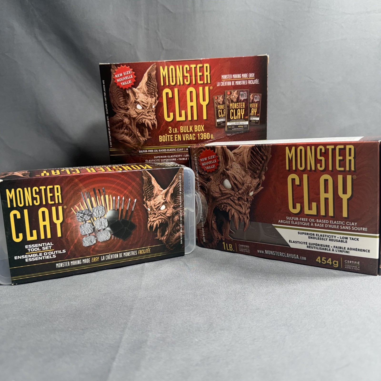 Monster Clay Premium Sculpting Lot 4LB Oil-Based Clay & Essential Tool Set NEW