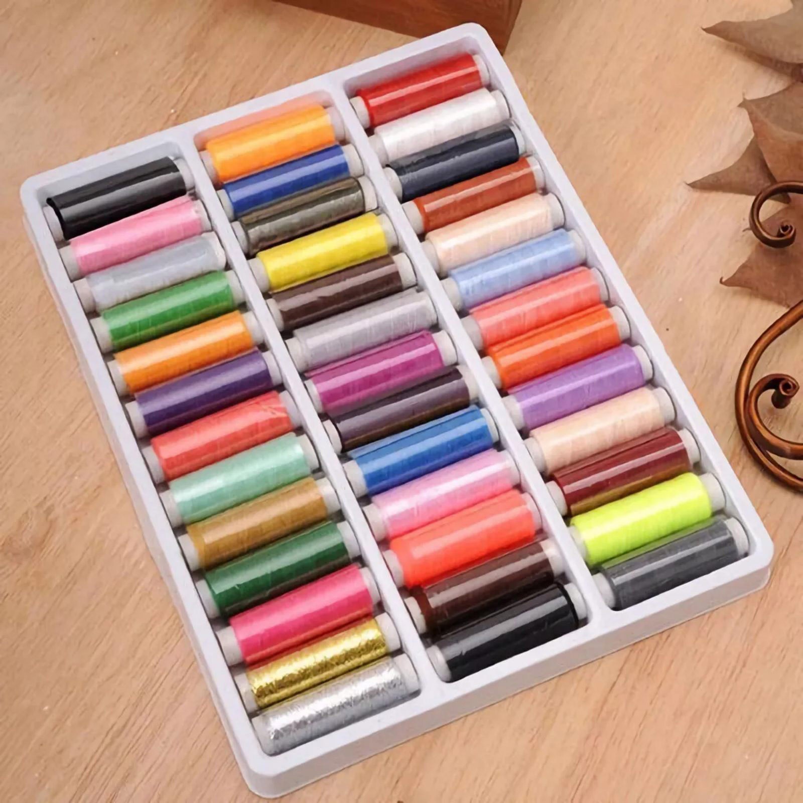39Pcs Colored Sewing Thread Set Random Colors Polyester Spool Sewing Thread