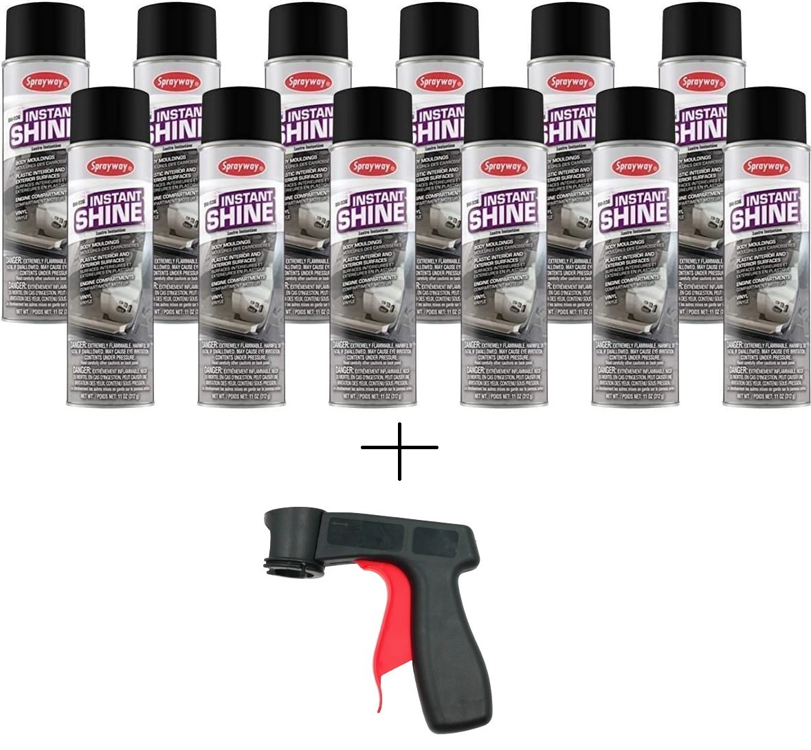 Sprayway SW936-12PK Aerosol Instant Shine, 11 oz, Pack of 12, White & Can-gun