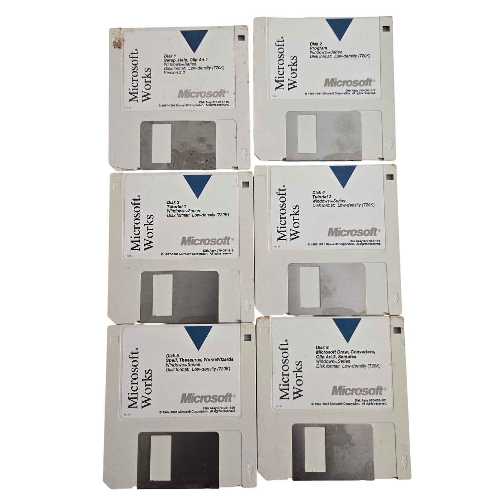 Microsoft Works 2.0 Floppy Disk Set 6 Disks 1991 Vintage PC Made in USA Windows