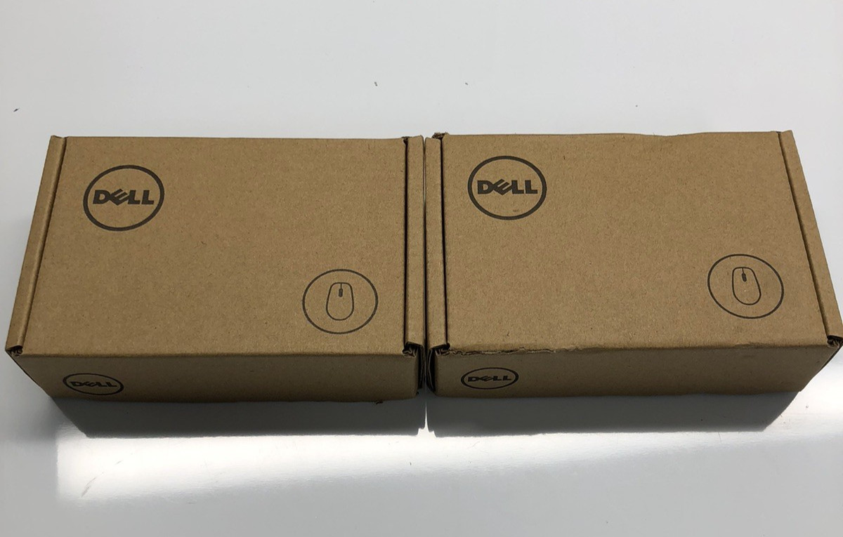 PACK OF 2 Dell MS116-BK USB Wired Optical Mouse Black Scroll Wheel Laptop NEW