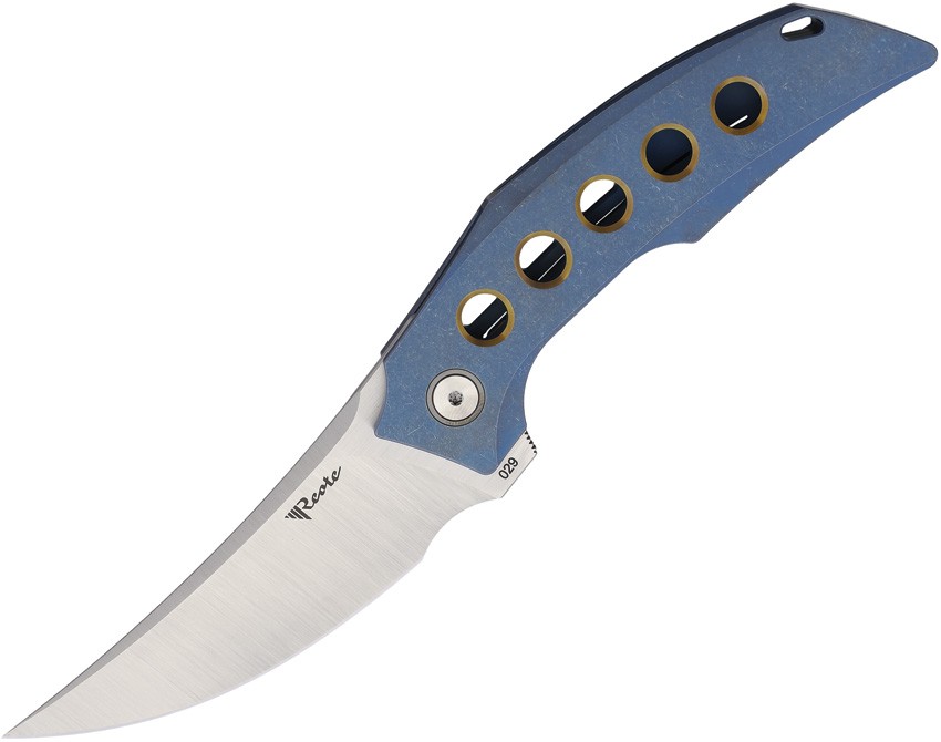 Reate Knives Velocity Framelock Blue/Bz 2 3" Blue Titanium Folding Knife