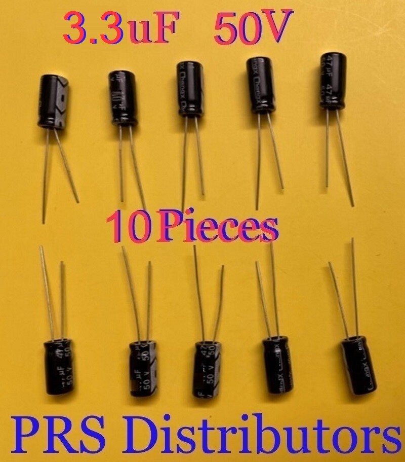 CAPACITOR 3.3uF 50V Radial Electrolytic Capacitor 3.3mF 3.3 uF 10 Pieces