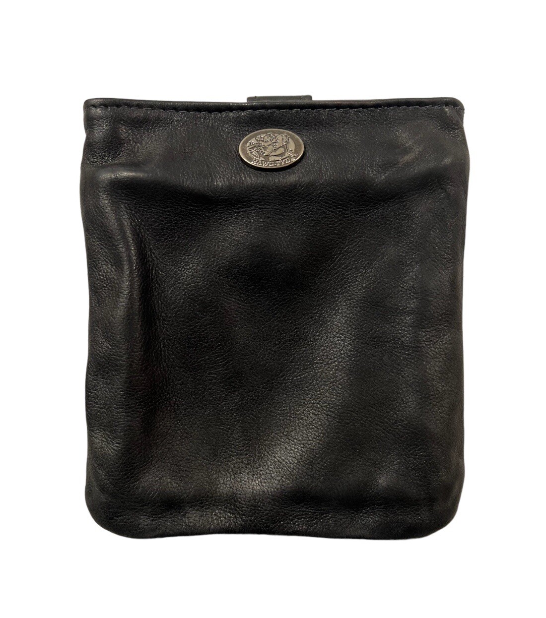 HAWG-TYD Black Leather Biker Pouch - Belt Strap / Mount