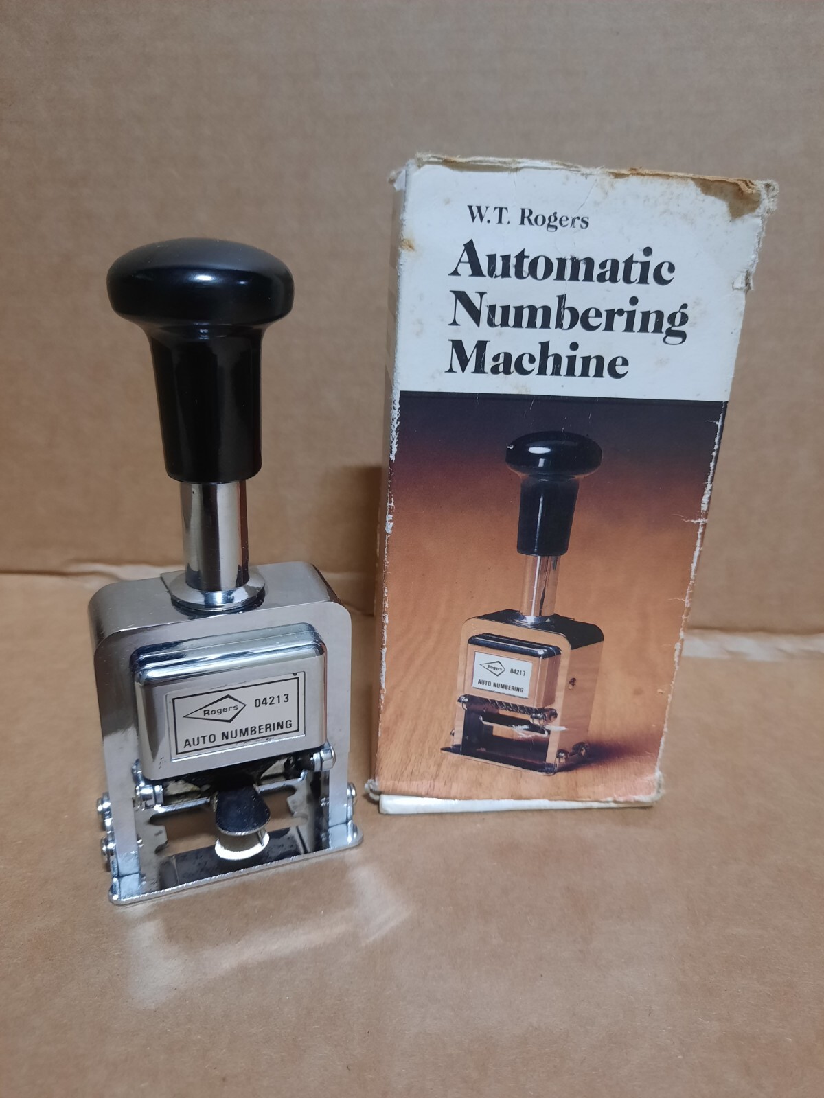 W.T. Rogers Automatic Numbering Hand Stamp Punch Machine VINTAGE Model 04213