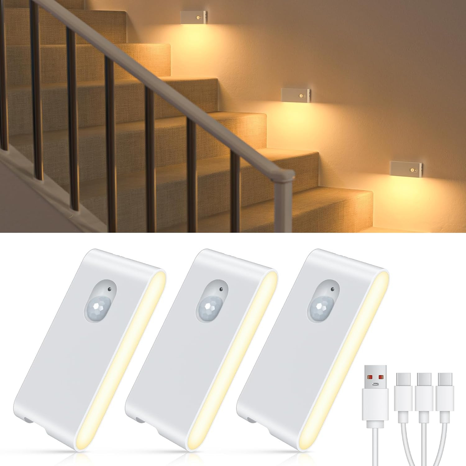 Motion Sensor Night Light, Rechargeable Night Lights Battery Powered, Portable S