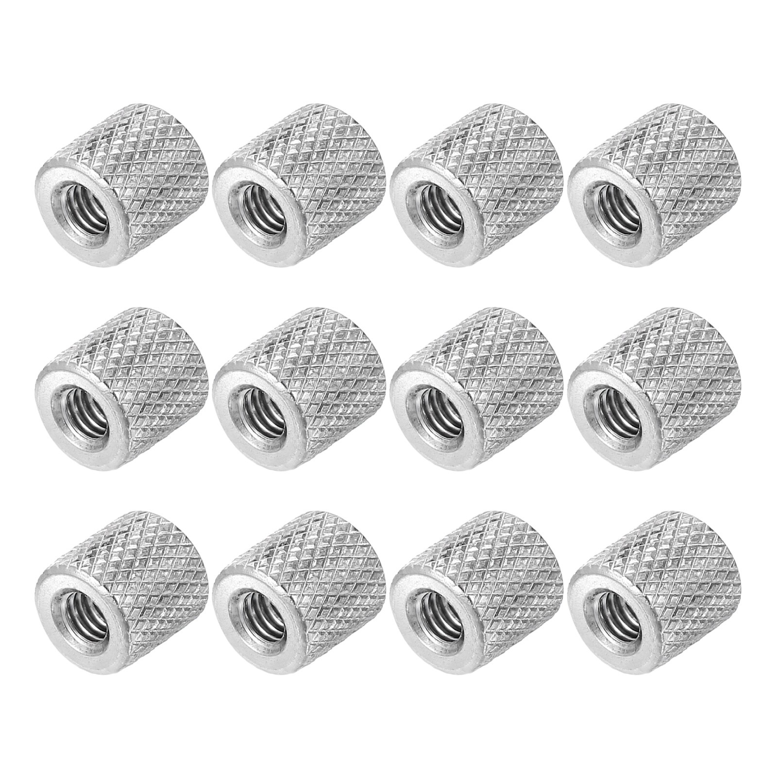M4 12 Pack 304 Stainless Steel Round Knurled Connector Nuts,0.31"OD x 0.31"H