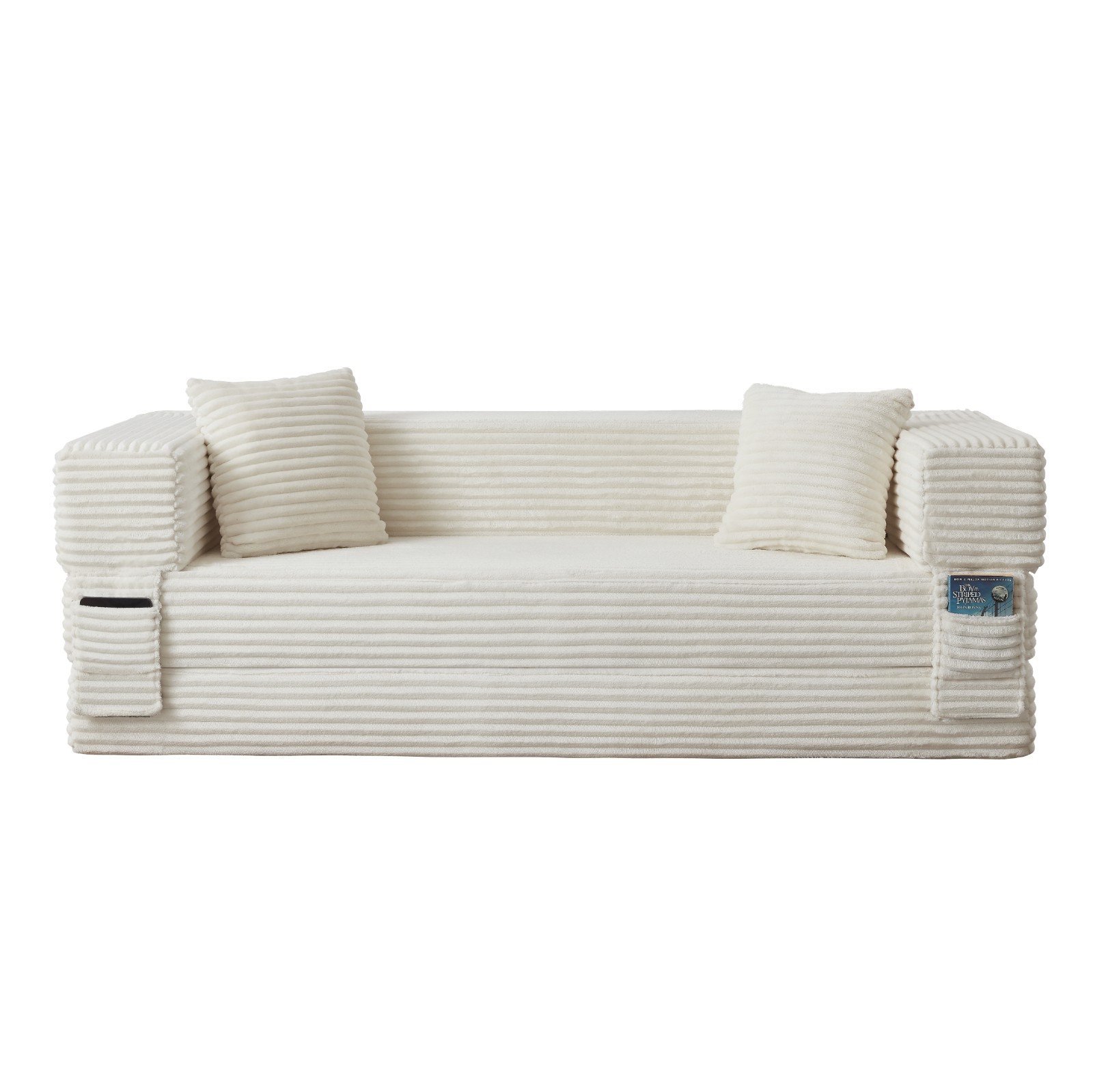 Stylish Convertible Cord Sofa Bed with Unique Two-Tier Design