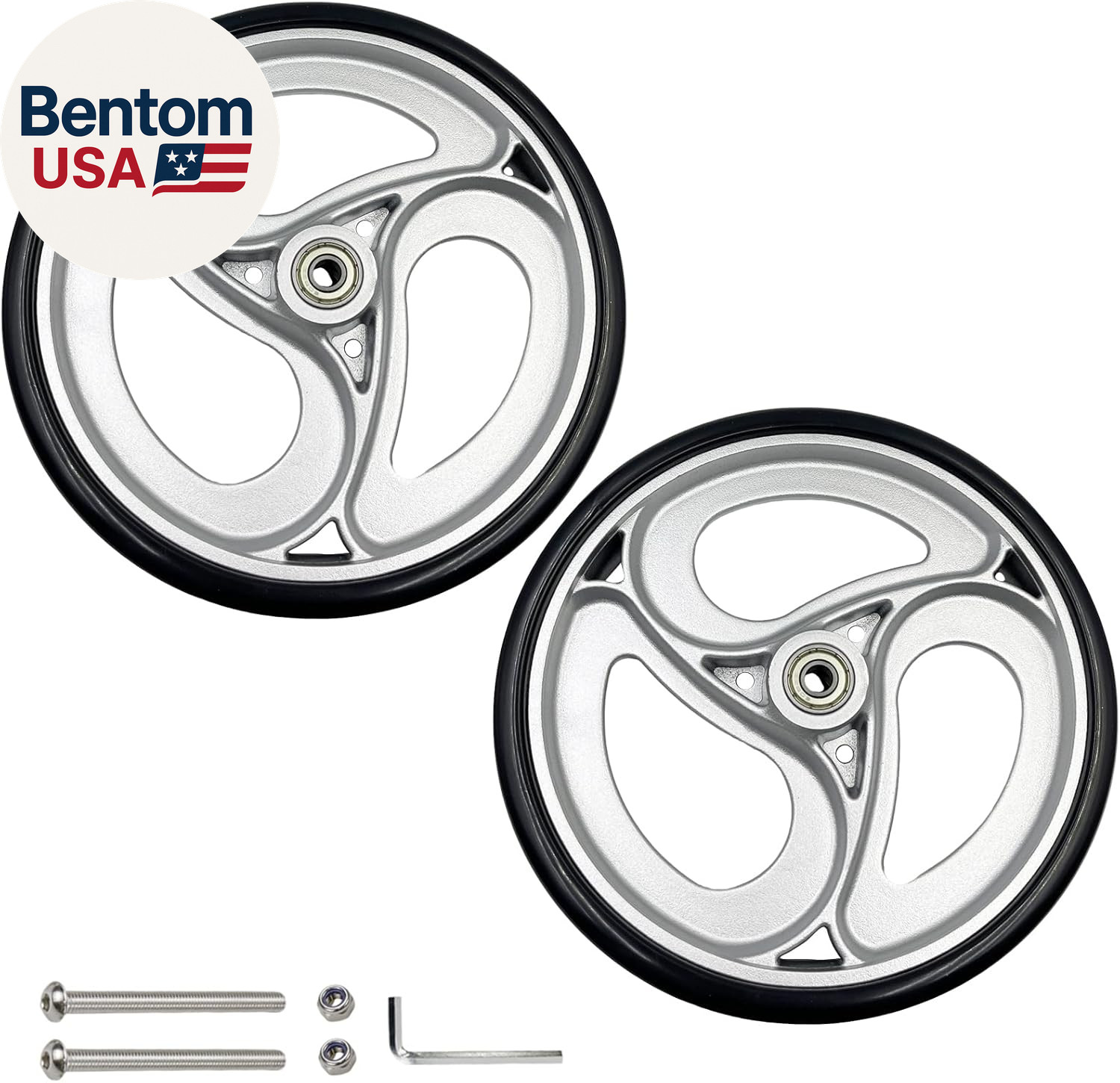 2 Pcs 8" Replacement Wheels for Rollator Walker and Wheelchairs - Drive Rollator