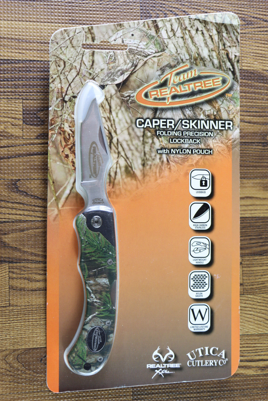 Utica Team Realtree Caper Skinner Folding Lockback Nylon Pouch 91-RT1700CP