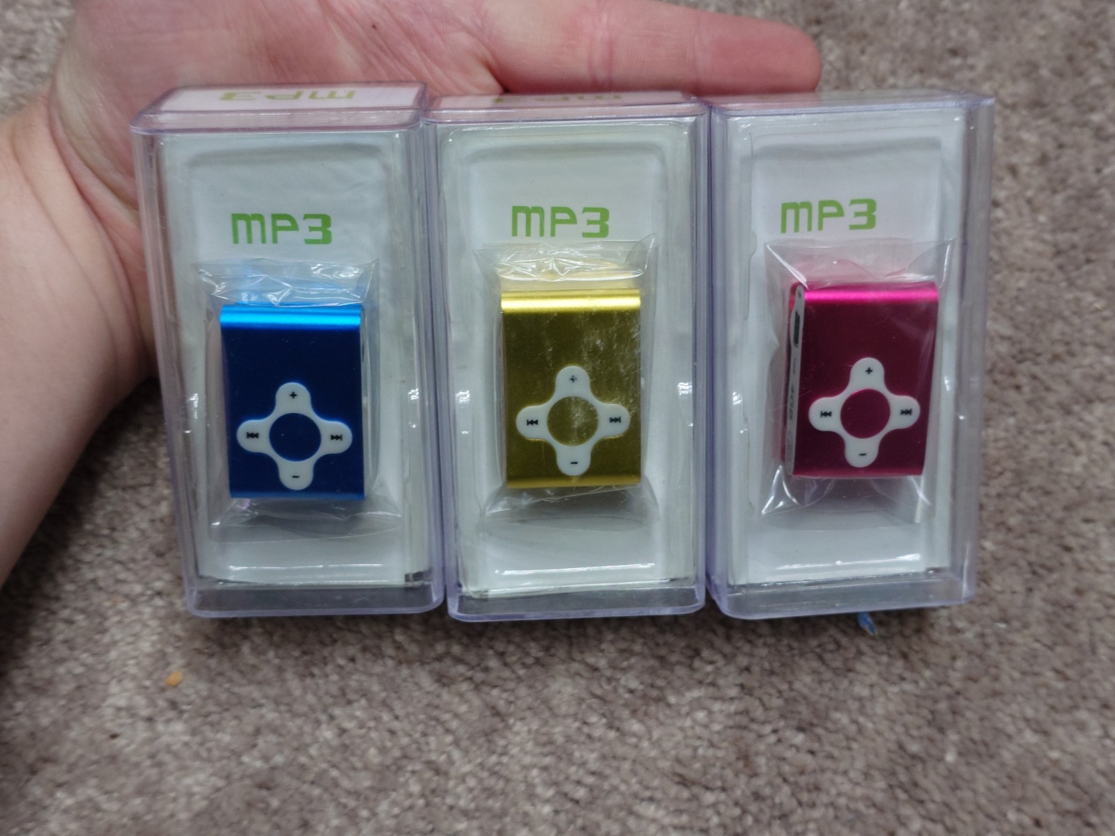 3 pack MP3 Multimedia Player with 4GB USB Flash Disk Small Silver With Clip