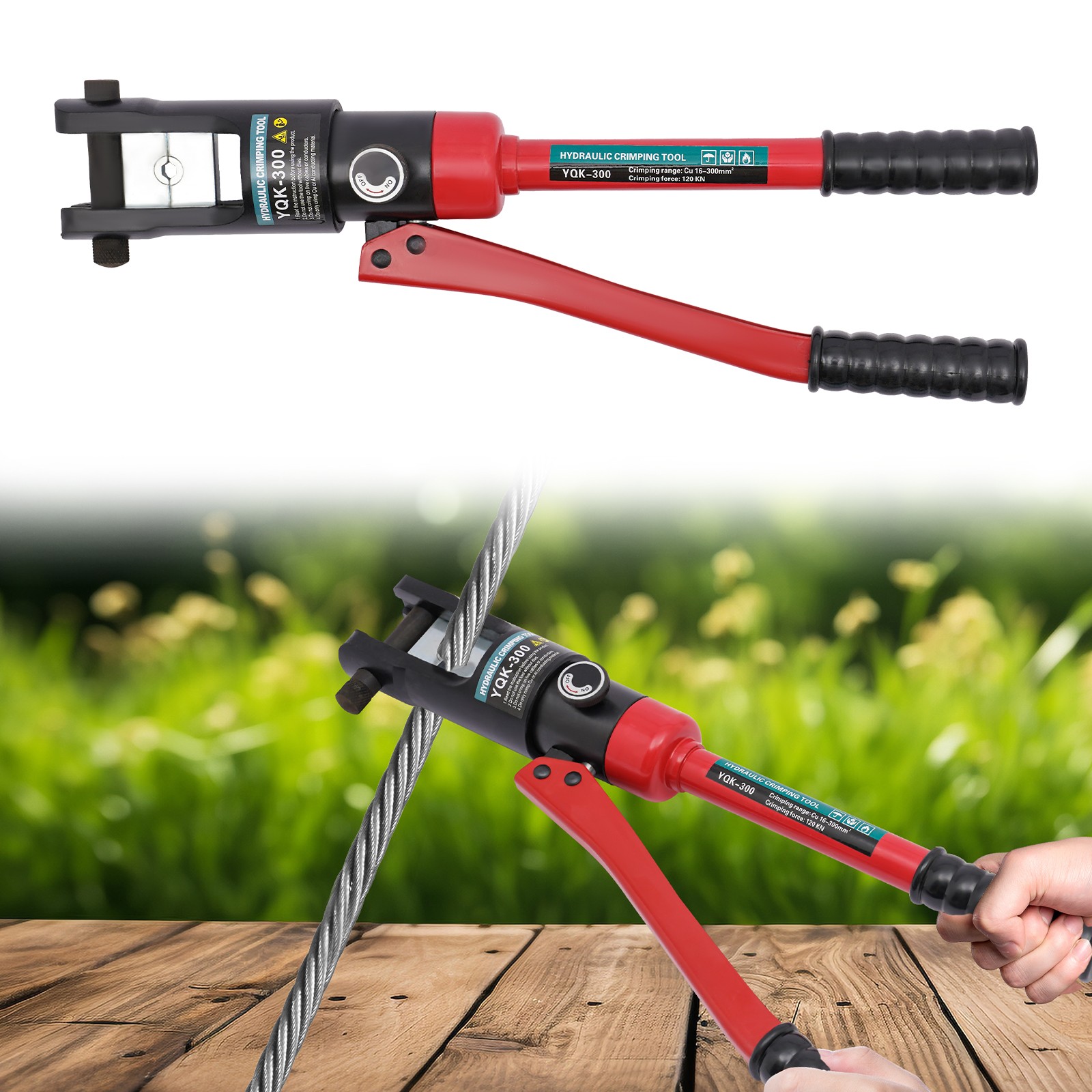 120KN Hydraulic Wire Crimper Crimping Tool Battery Cable Lug Terminal w/11 Dies