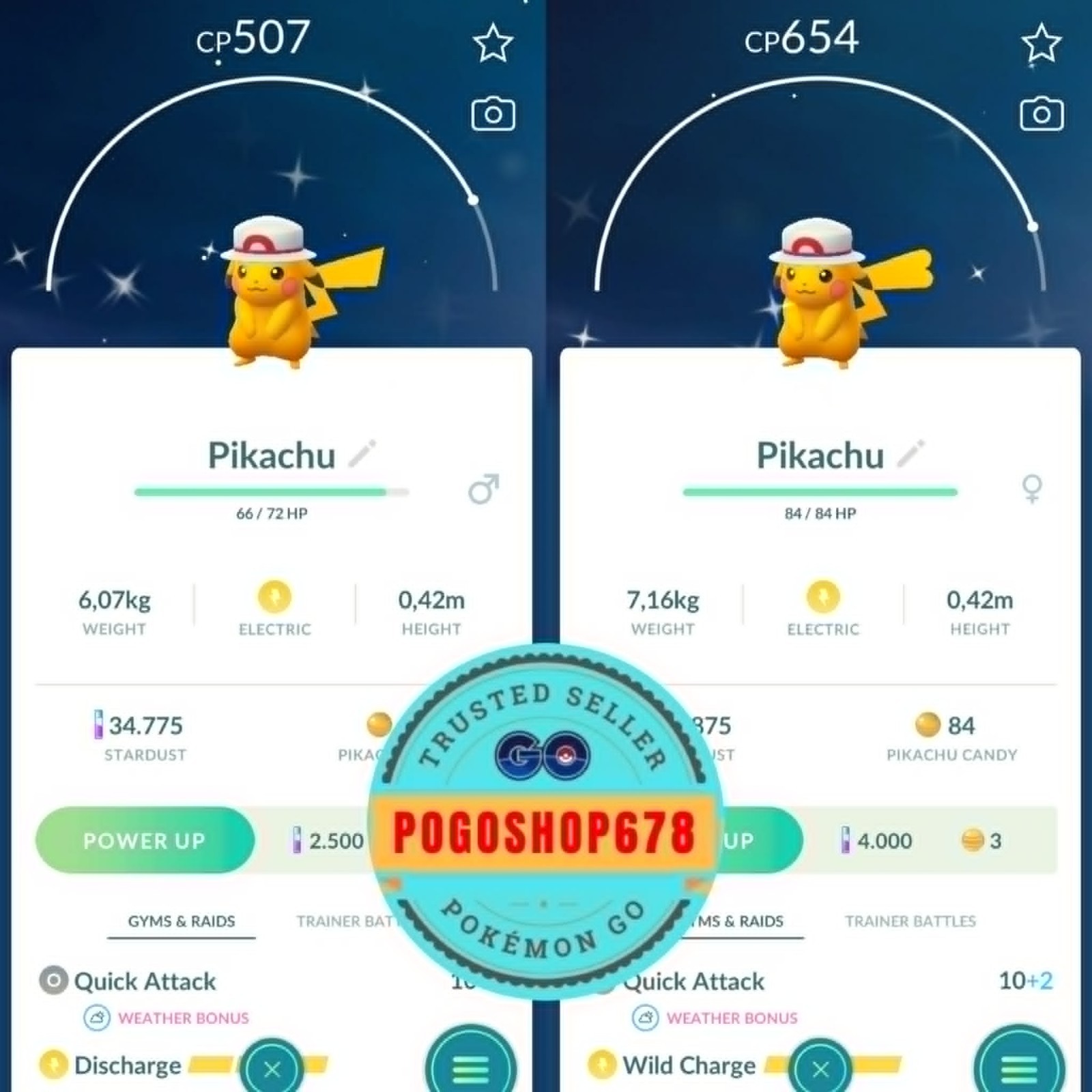 Pokémon PTC Go - Shiny Pikachu Leaf's Hat Go Tour 2026 ✨
