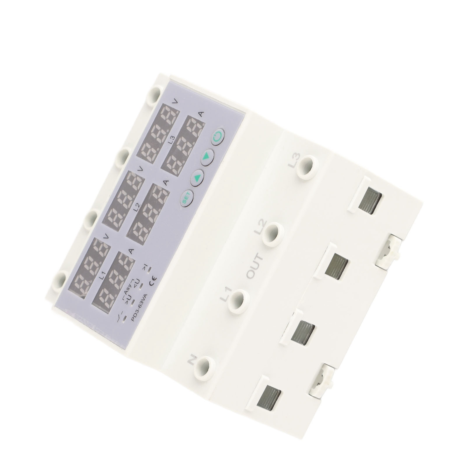 3 Phase DIN Rail Voltmeter Ammeter Automatic Overvoltage Protector 63A Part