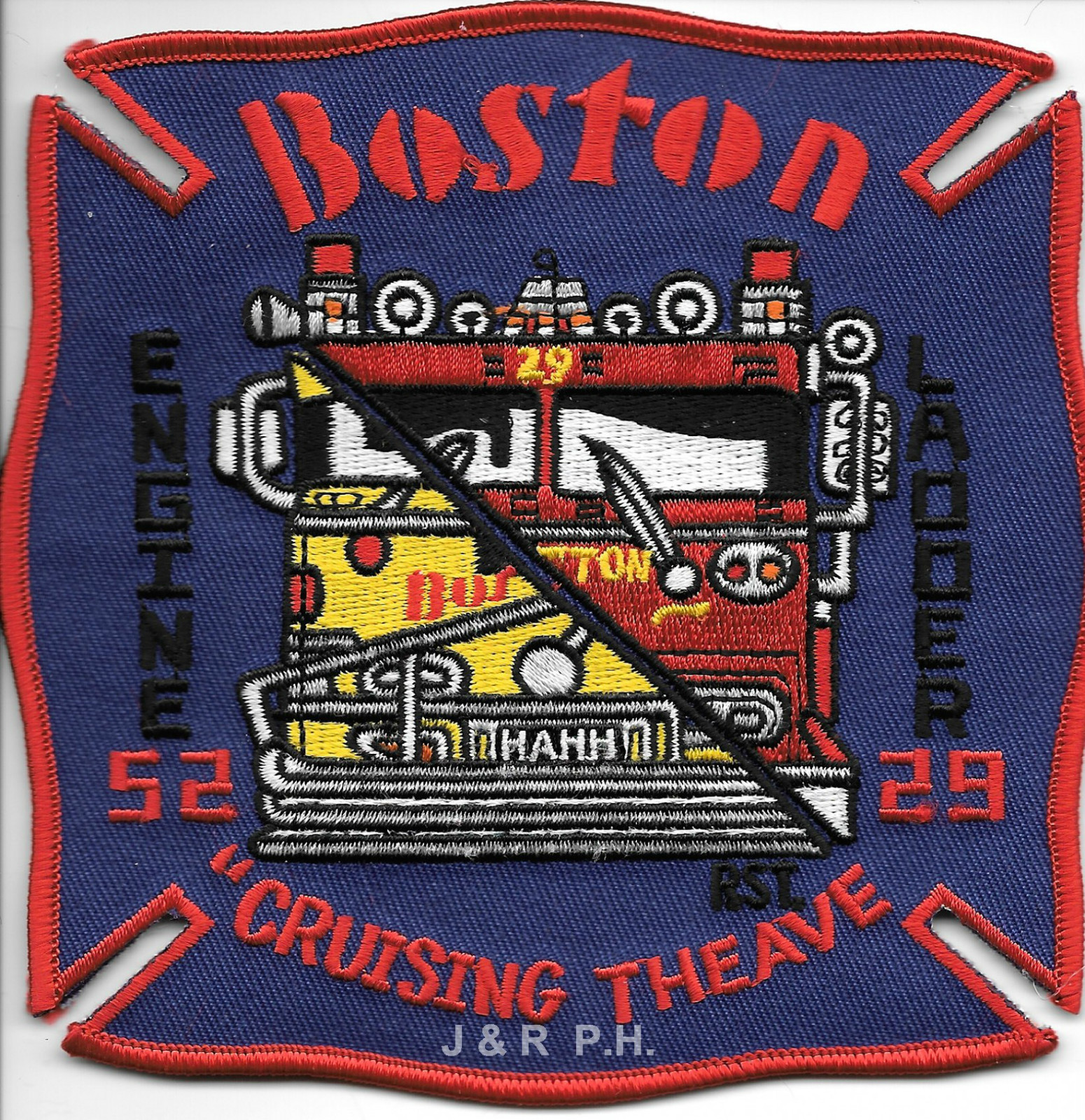 Boston  Engine-52 / Ladder-29, MA  "Cruising the Ave." (5" x 5" size) fire patch