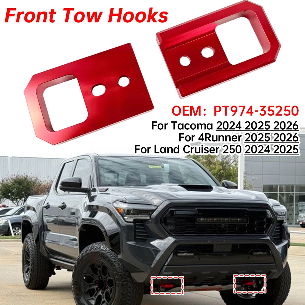 Red Front Tow Hooks Accessories For Toyota Tacoma 2024-2026 4Runner 2025-2026