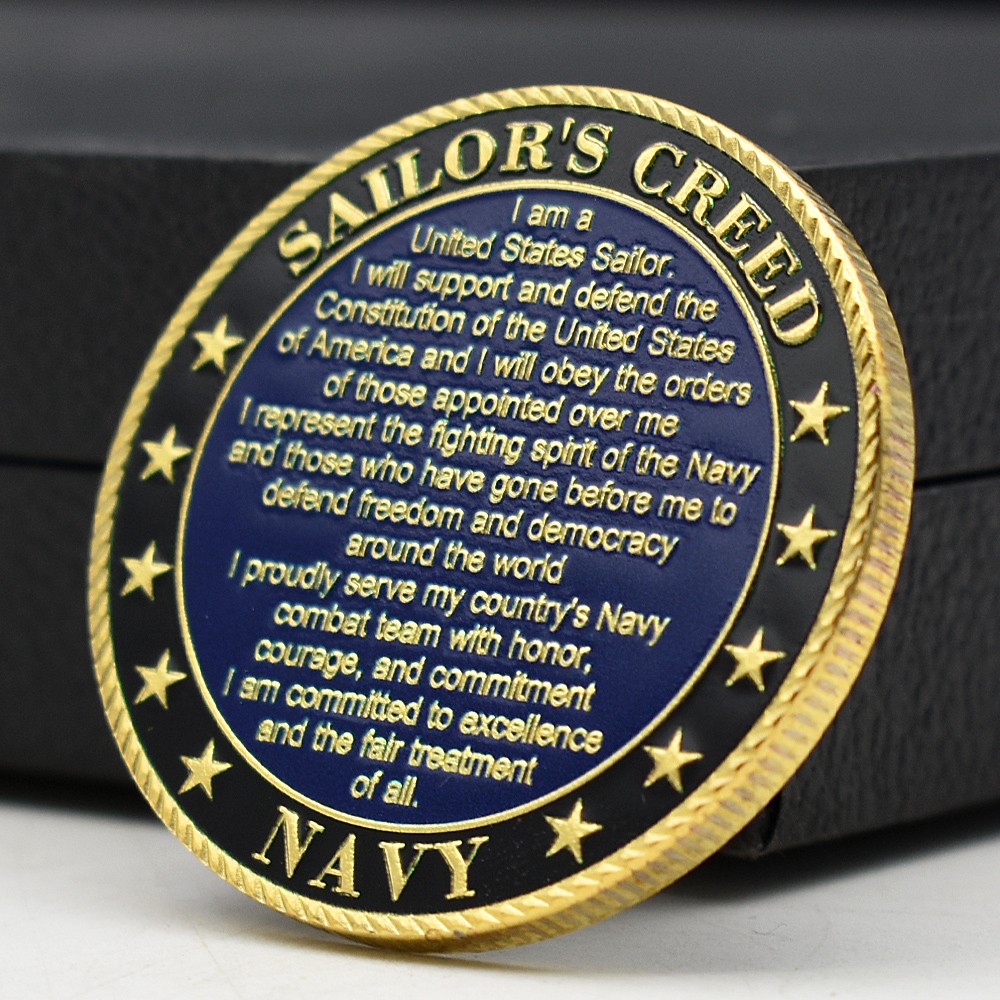 US Navy Sailor's Creed Challenge Coin Double-Sided Commemorative Anchor Gift