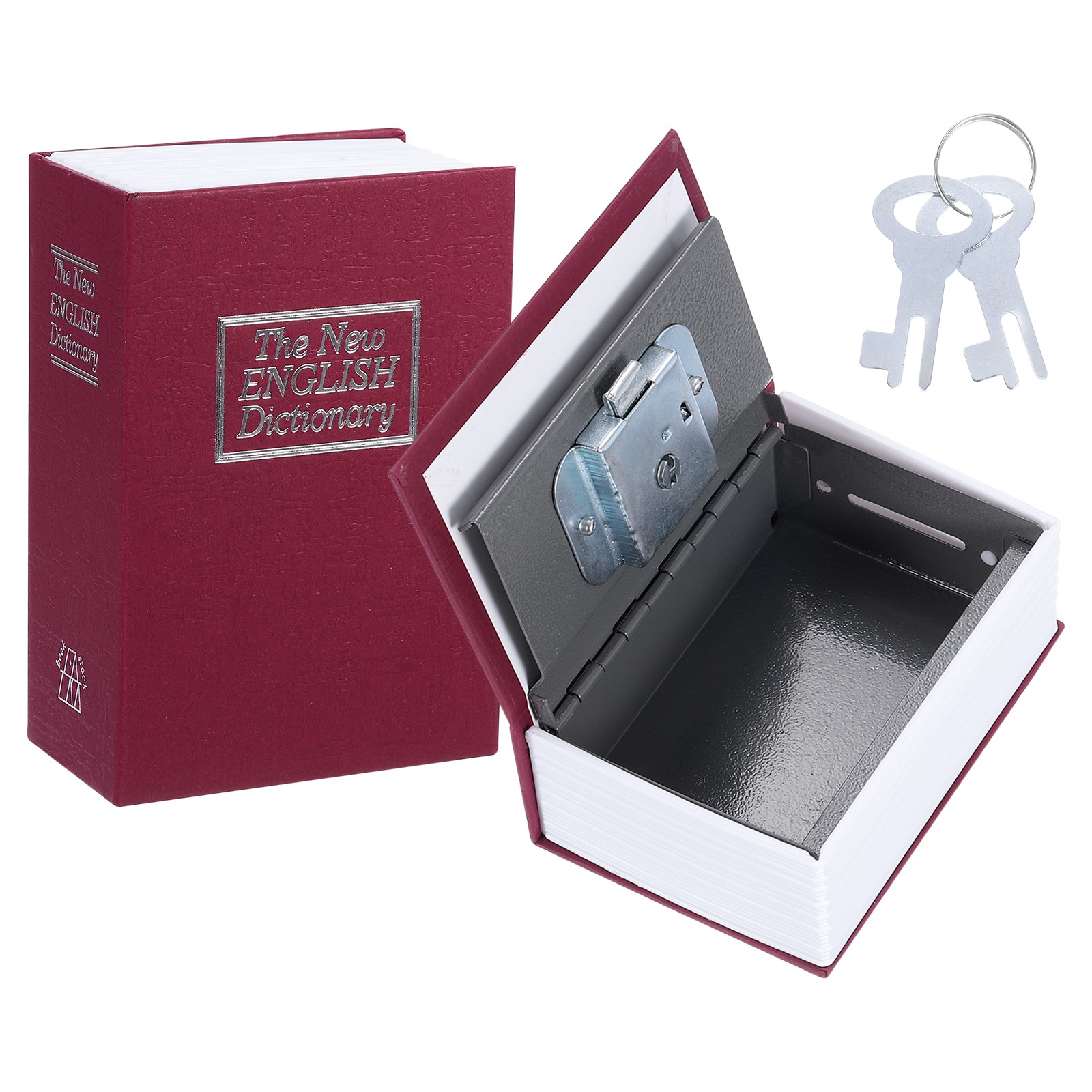 4.53" x 3.35" x 1.77" Diversion Book Safe, Hidden Storage Box with Key Lock, Red