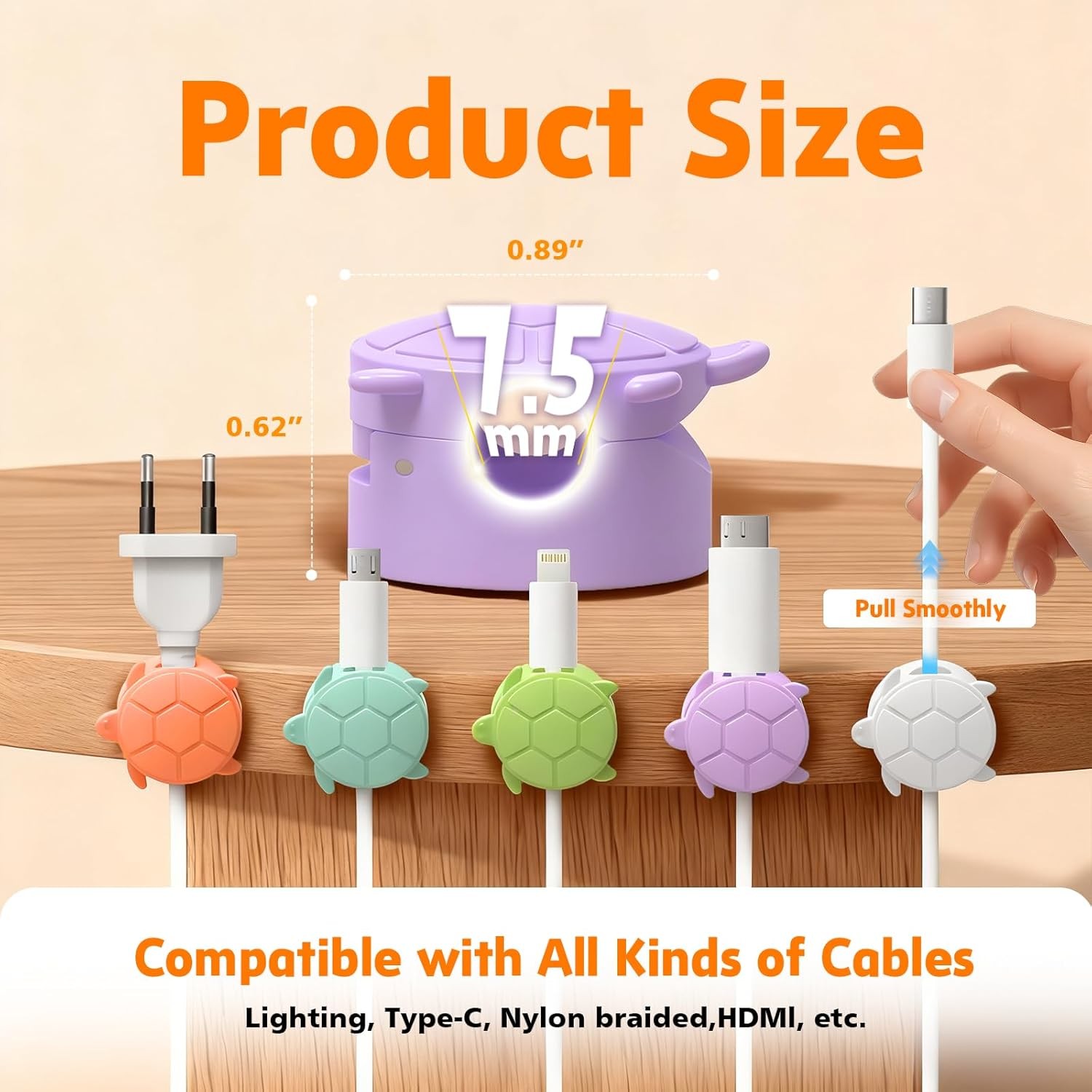 8 Pack 360° Rotatable Cable Organizer Clips for Desk, Car & Nightstand