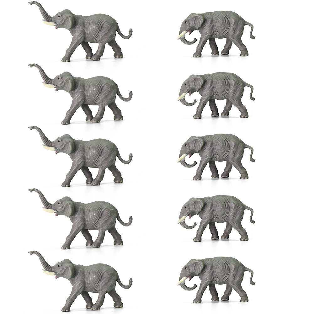 10pcs Model Railway 1:87 Well Painted Elephant PVC Animals HO Scale Elephants