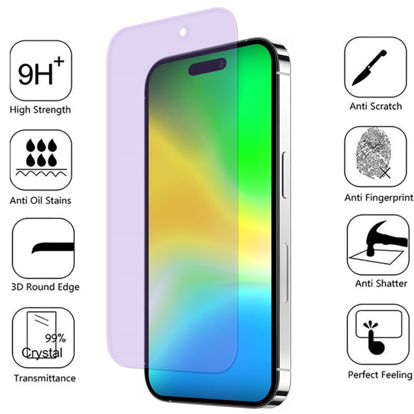 Anti Blue Light Tempered Glass Screen Protector For iPhone 16 /Pro Max /Pro/Plus
